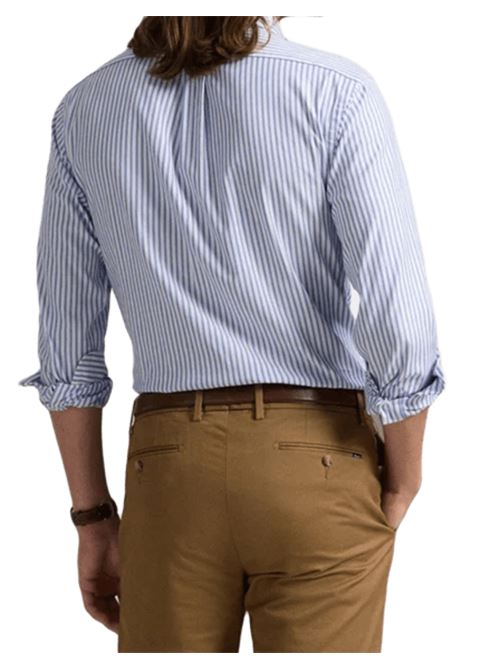 Camicia da uomo in cotone oxford righe bianco/celeste POLO RALPH LAUREN | 710886462003